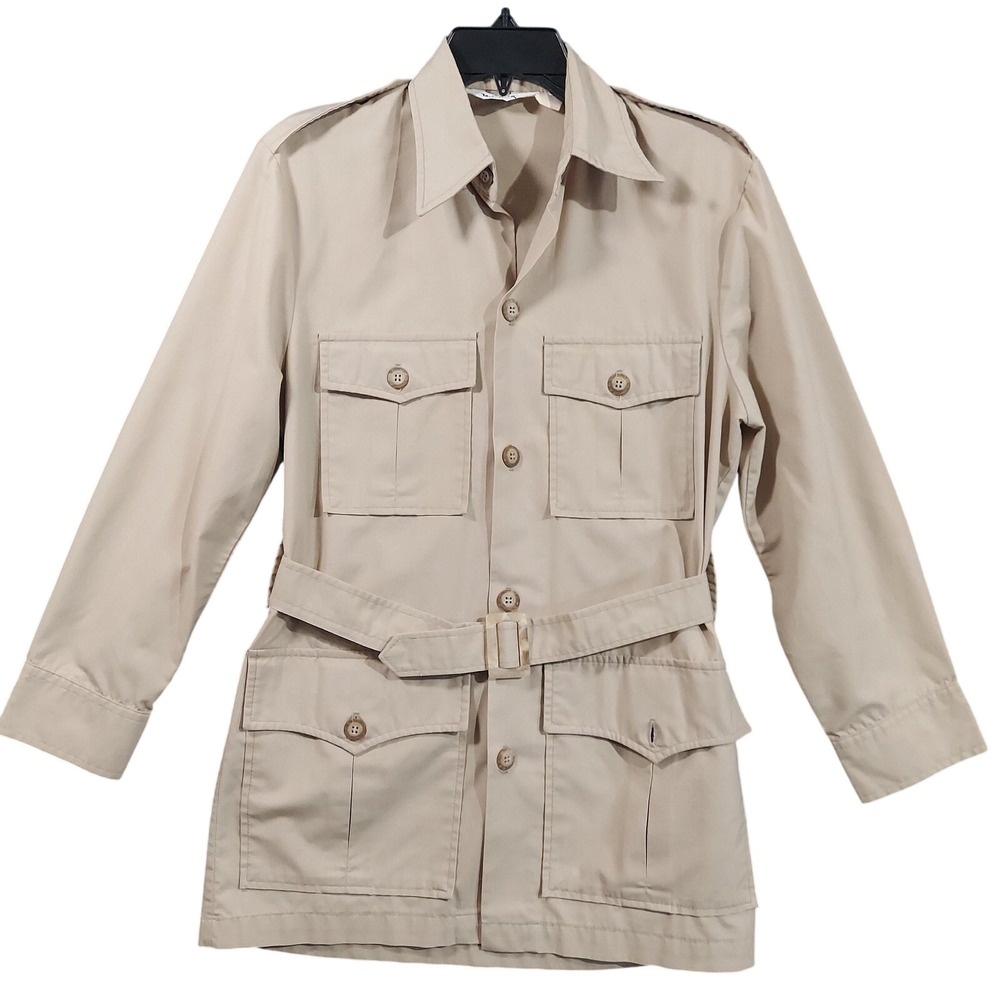 Vintage Woolrich Shirt Jacket Womens Small Belted Field Military Safari Light‎